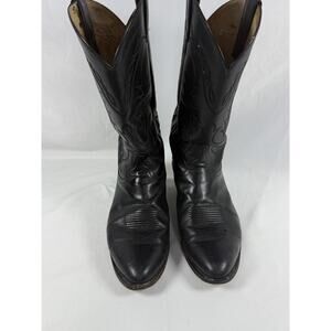 Tony Lama Black Leather Western Cowboy Boots Men Size 10D Made in Mexico